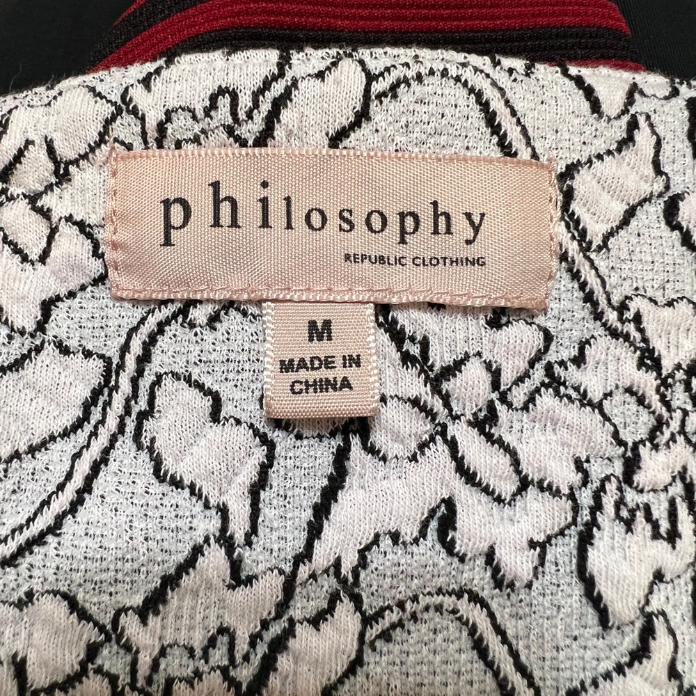 Black, grey, and white patterned blazer by philosophy, size medium - Picture 3 of 8